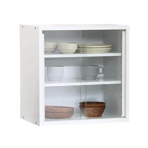不二貿易 食器棚 キッチン収納 幅43×奥行29×高さ44cm ホワイト ガラス