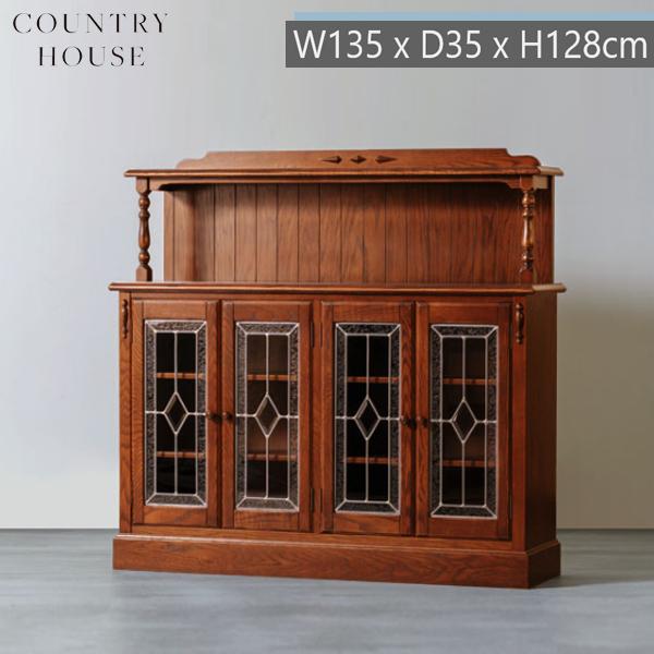 カントリーハウス 4ドア サイドボード 宮付 スリムキャビネット オーク