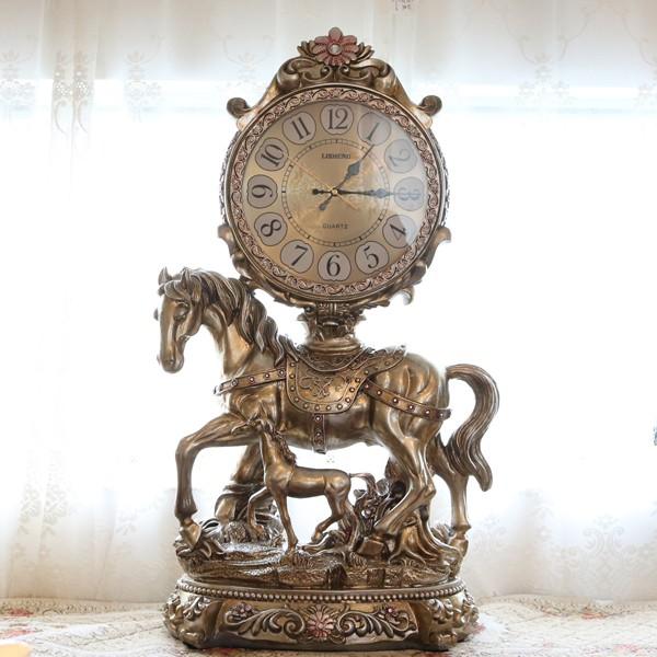 置時計スタンドクロック 馬の親子 おおきい ゴージャス : インテリア
