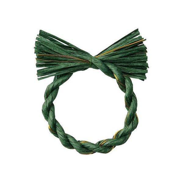 松村工芸 わらルックリース水引14 マツバ／ゴールド 25-3069-55 しめ縄