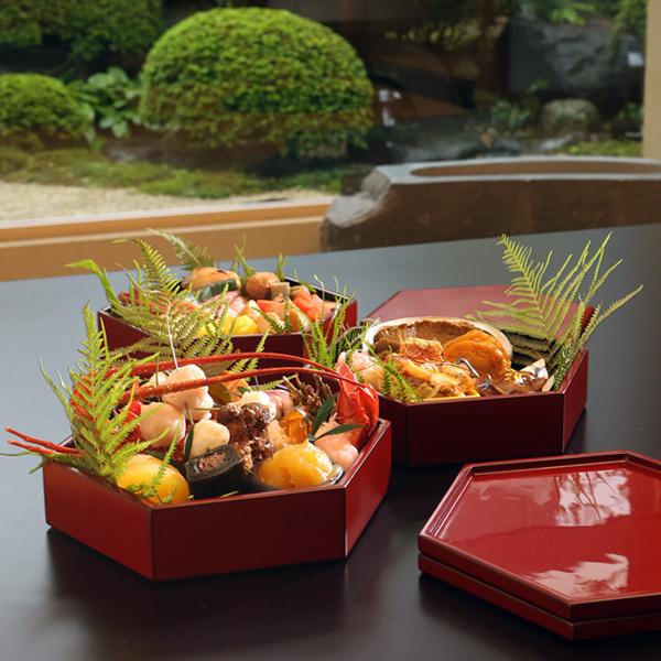 山田平安堂 漆器 六角三段重 朱塗 重箱/漆器 : 漆器 山田平安堂 - 通販