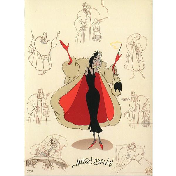 Disney（ディズニー） クルエラ 101匹わんちゃん WDAAセル画2ッ折