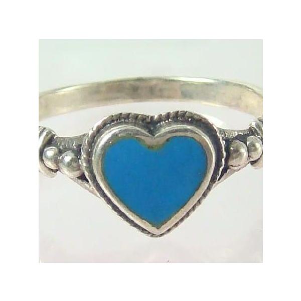 シルバーリング ハート ターコイズ デザインリング トルコ石 指輪 夏