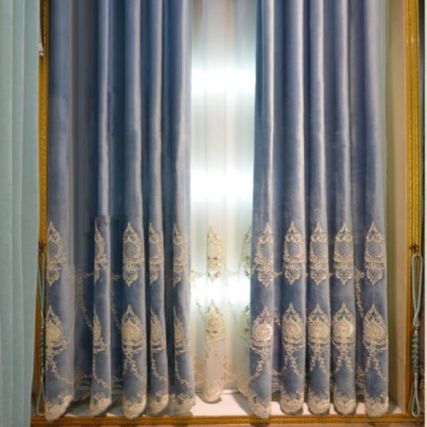カーテン 高級 遮光カーテン 刺繍 ドレープカーテン 幅100cm 1.5倍ヒダ