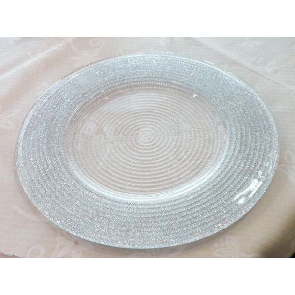 IVV イタリア製 ガラスプレート 皿 HELIX ヘリックス 31cm シルバー