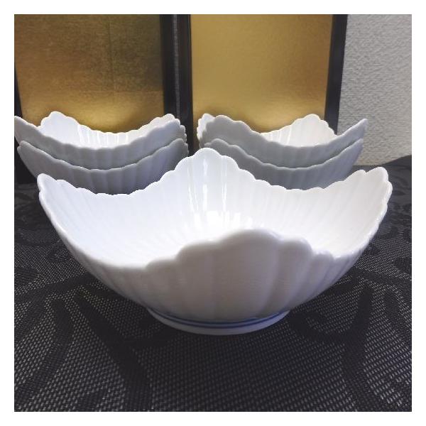 有田焼 賞美堂 其泉 白磁 菊割り 角小鉢揃え 小鉢 5客組 引き出物 得