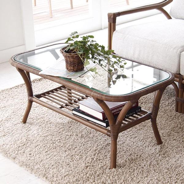 □在庫限り・入荷なし□ ガラステーブル ローテーブル ラタン製 Breeze