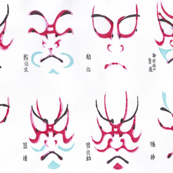 木版 手摺り和紙 京千代 歌舞伎 隈取柄 62 小判 厚手 26 x 38cm : 森田