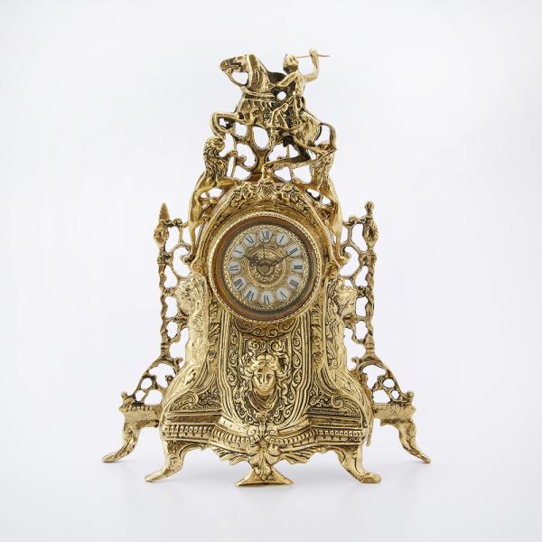 スペイン製 真鍮 置き時計 幅33cm / 金 ゴールド 時計 輸入雑貨