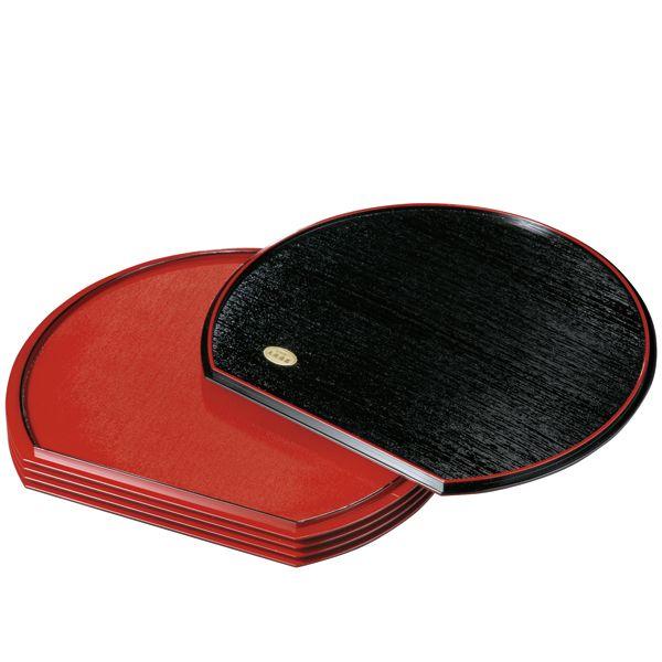 みよし漆器本舗 半月盆 紀州塗り 36cm 尺2寸 半月型 定食盆 5枚組