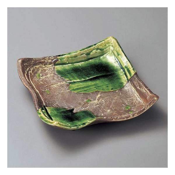 さび釉ヒワ流し正角8.0皿 和食器 角皿（中） 業務用 約24.3cm 和食