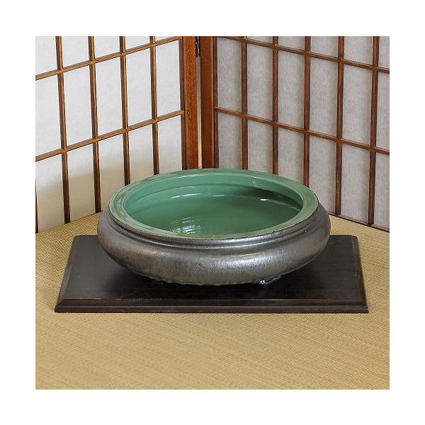信楽焼 水盤 花器 11号 中青磁 万年青 丸 陶器 池坊 嵯峨御流 生け花