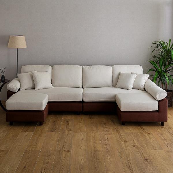 ニトリ（NITORI） ソファー ソファ 布張りツートン6人掛けコーナー