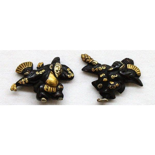 刀装具 m-68 目貫 後藤清乗 三番叟の図 赤銅地金色絵（特別貴重刀装具