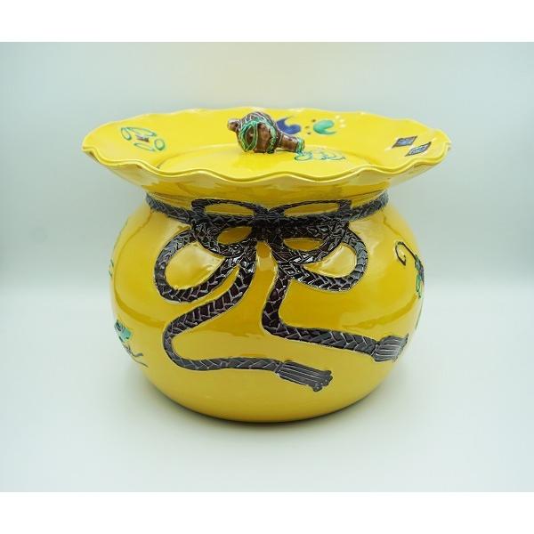 茶道具 水指 水指 黄交趾 砂金袋 高野昭阿弥 桐箱 : 新古茶道具 さかい