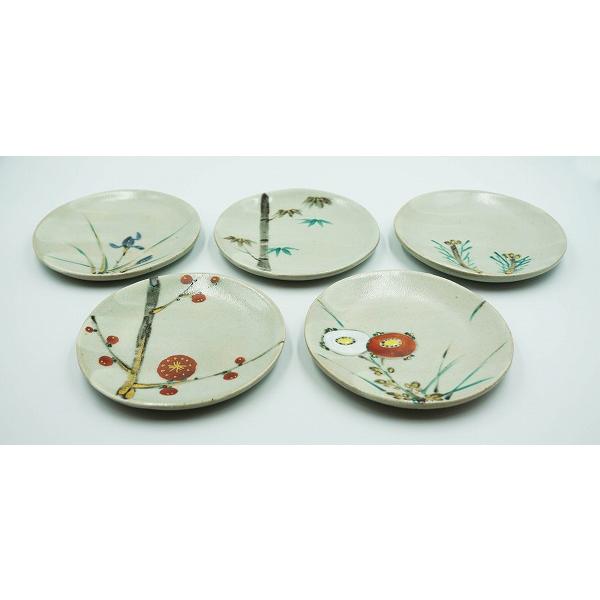 茶道具 菓子器 銘々皿 乾山写 絵変り 五枚入 幸兵衛窯 桐箱 : 新古