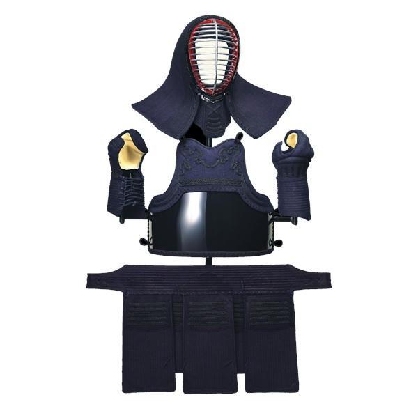 剣道防具セット 松勘工業 閃BLUE 総紺革セット 中 大 サイズ 刺繍