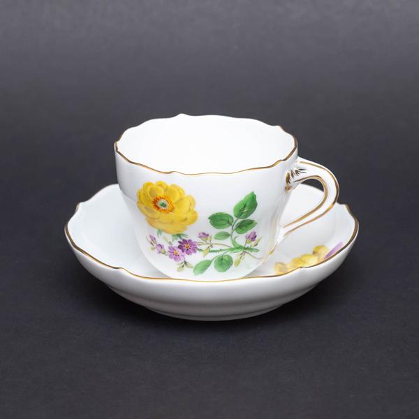 マイセン ベーシックフラワー（二つ花） モカカップ＆ソーサー（ローズ