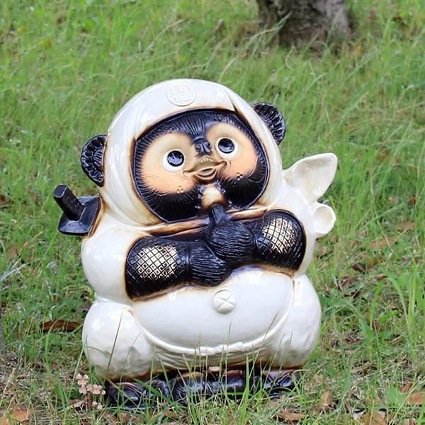 信楽焼 白忍者狸(大) たぬき タヌキ 開運 縁起物 可愛い 陶器 商売繁盛