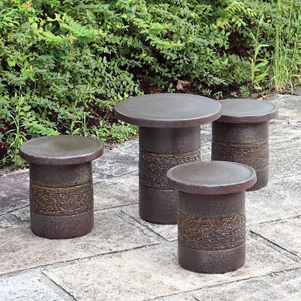 信楽焼 ガーデンテーブル 陶器テーブルセット 庭園テーブル イス
