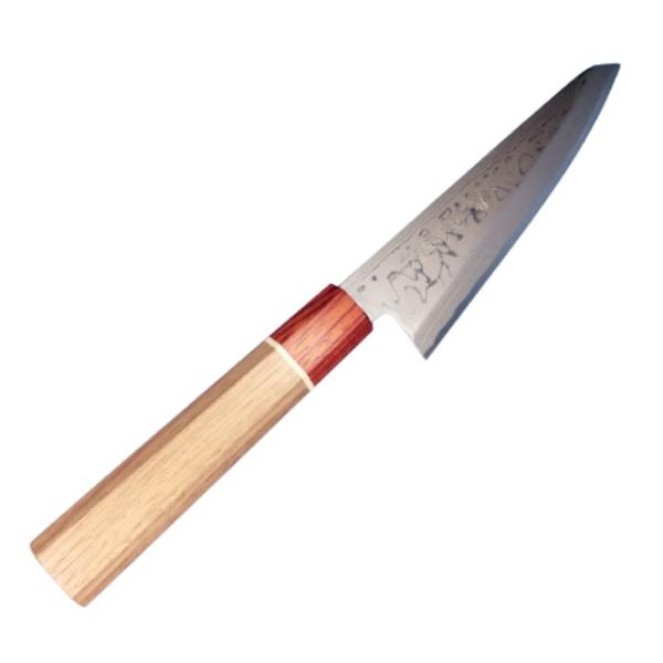 越前数馬作 骨スキ 片刃 白二鋼ダマスカス 150mm RGW角柄 和式骨