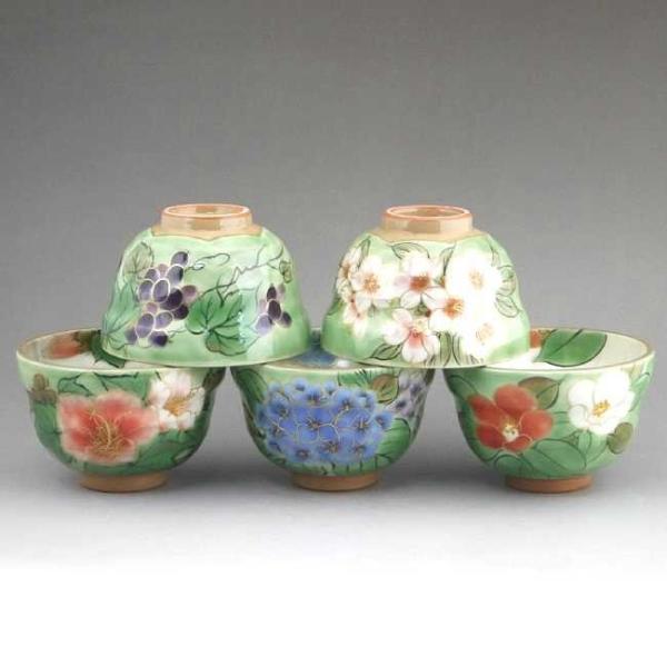 Used・希少】京焼 清水焼 陶あん 京織部 がく紫陽花 中鉢 ヴィンテージ