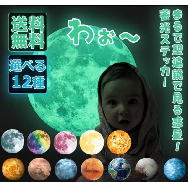 ウォールステッカー 巨大 暗闇で光る 直径30cm 115cm 選べる11種 蓄光