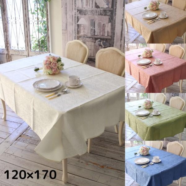テーブルクロス 撥水 長方形 4人掛け 120×170 ダマスクローズ ダマスク