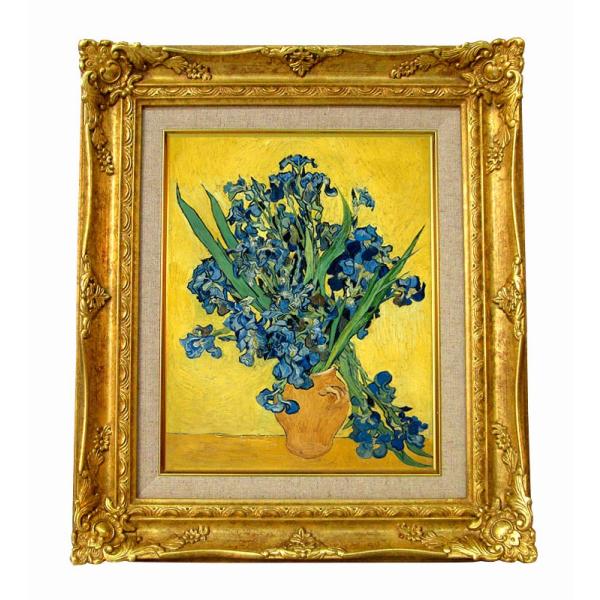 世界の名画 ゴッホ アイリスのある花瓶黄色い背景 ジクレーキャンバス