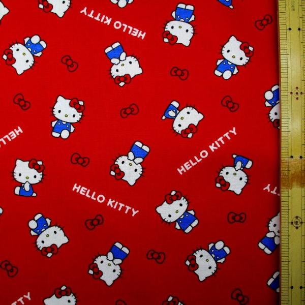 キャラクター 生地 布 キティ （ ベーシック リボン 赤系 ) 柄番号303