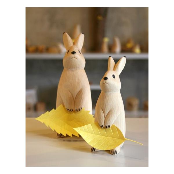 木彫り うさぎ まちぼうけ ゆきうさぎ うぃるびぃ工房 北海道 旭川