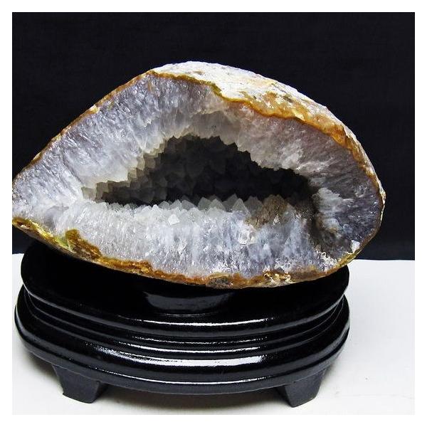 1.9Kg アゲート ジオード 原石 置物 台座付属 瑪瑙 メノウ 晶洞 一点物