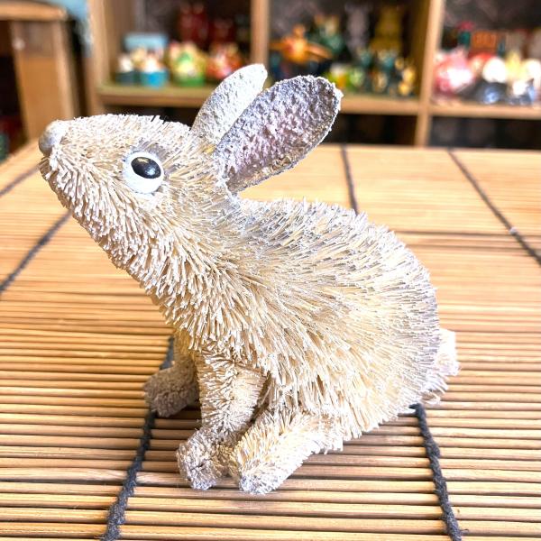 ウサギ 置物 うさぎ オブジェ ヤシ繊維 手作り お洒落 可愛い たわし
