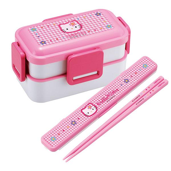 ハローキティ カオハナ 抗菌 4点ロックお弁当箱 2段 箸＆箸箱 セット