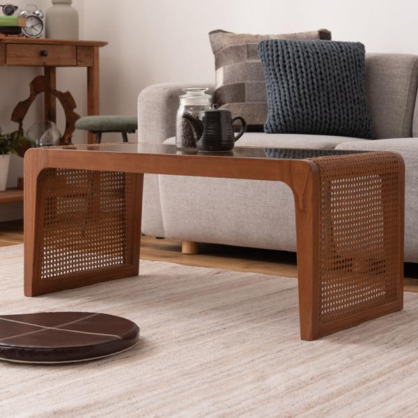 東谷 センターテーブル アジアン ガラス天板 シンプル リゾート風