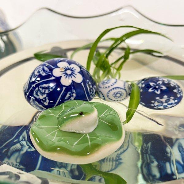 アジアン バリ 雑貨 ♪陶器の浮き玉（蓮の葉乗りカエル）♪ インテリア