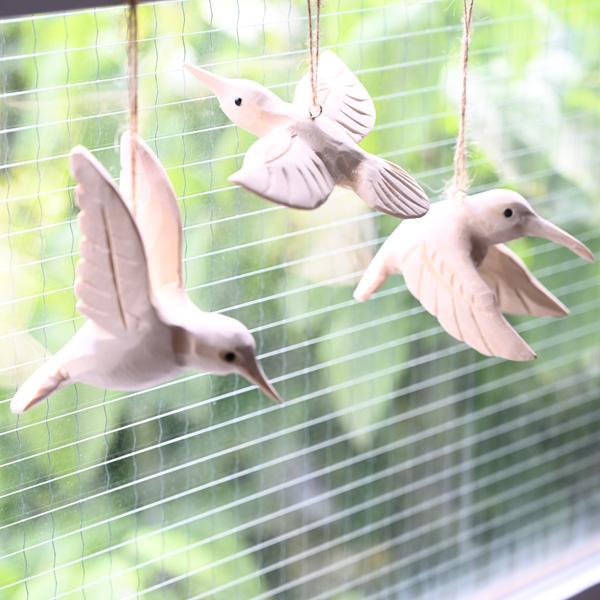 ハンギングバードオブジェ ( 窓 吊り下げ インテリア オブジェ