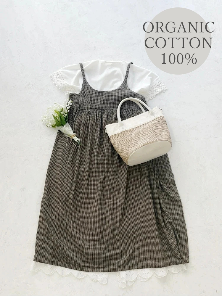 オーガニックコットンギャザーキャミワンピース / Hare no hi