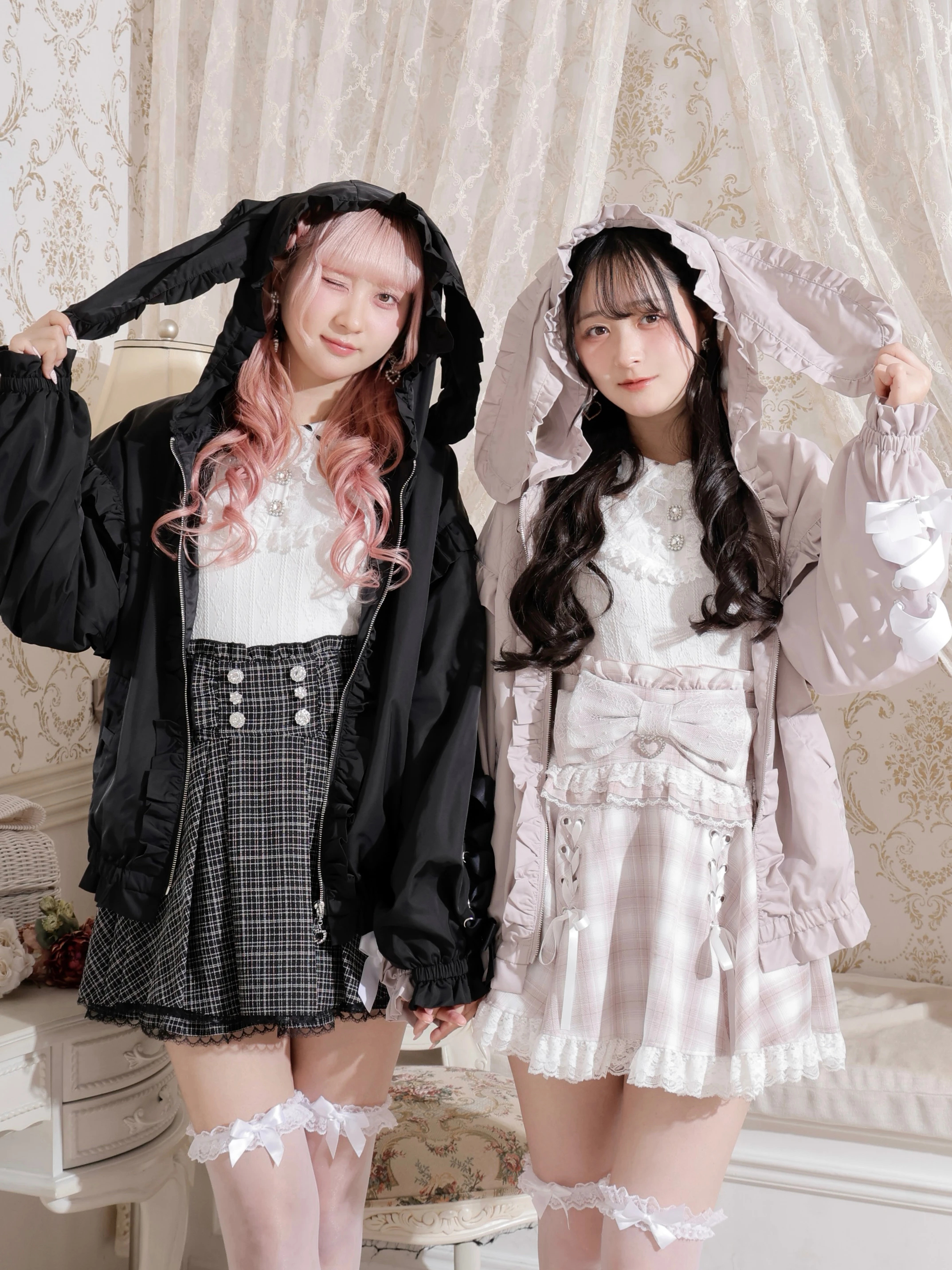 うさ耳リボンスピンドルブルゾン（ブルゾン｜ピンク・黒）｜【公式