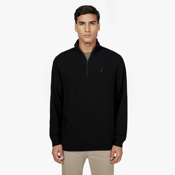 Men's Quarter-Zipper Pullover — Black – JAMES BARK
