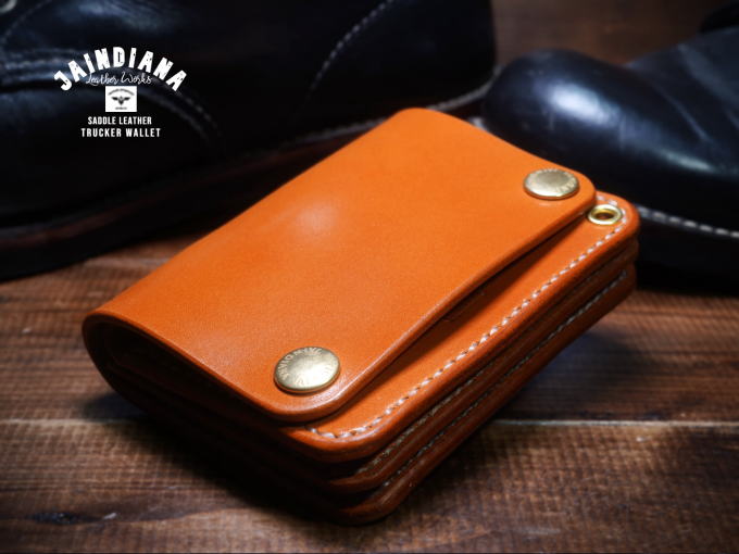 TRWS-C キャメルのサドルレザーのトラッカーウォレット