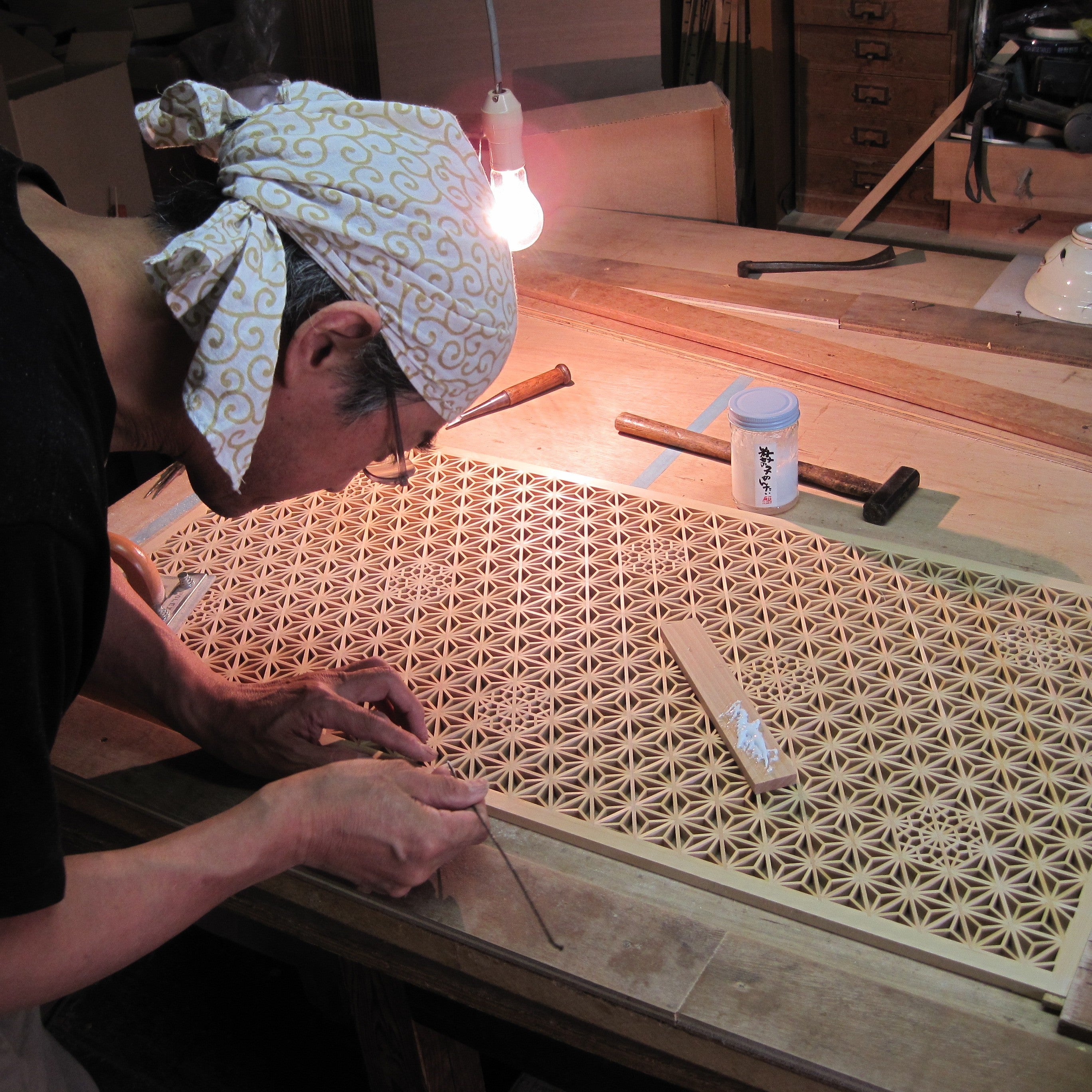 組子細工 テーブルランプ | ひかりの小箱2 | 木のあかり