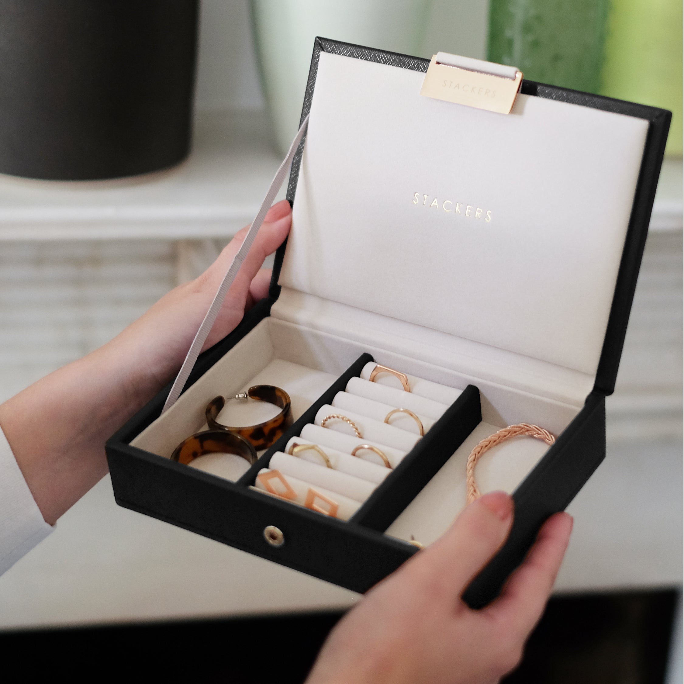 Stackers Black Mini Jewellery Box Lid – STACKERS LONDON