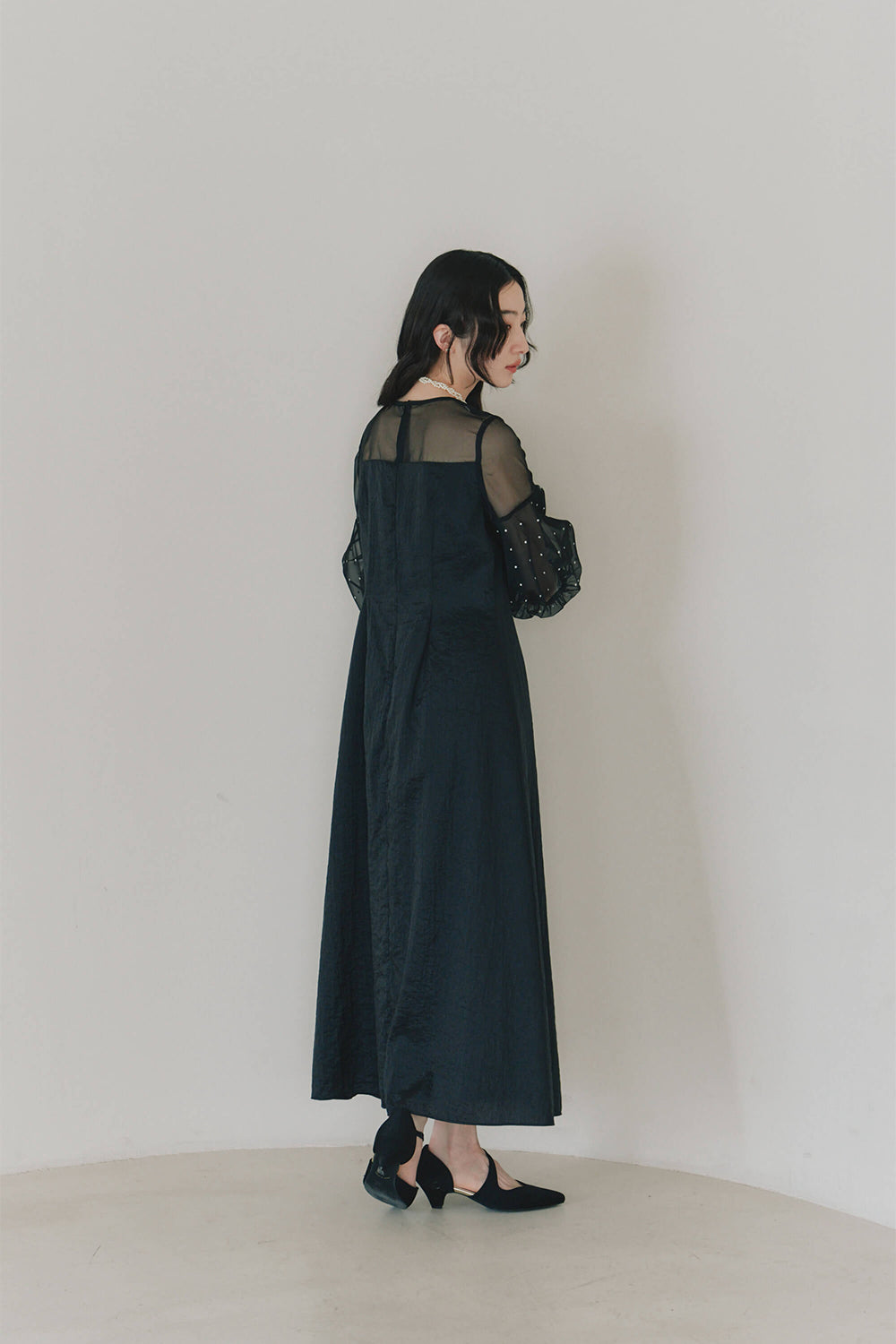 kaene公式オンラインストア デザインオーガンミックスドレス / 101081