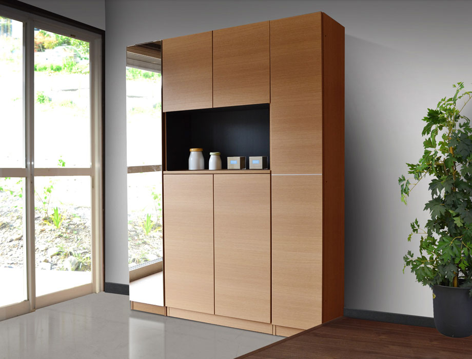 セミオーダーシューズボックス・靴箱 PORTIER 台輪タイプ オープン棚付