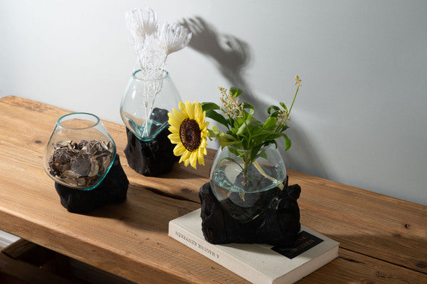 グラスオブジェ ガラスオブジェ オブジェ ガラス 流木 モダン