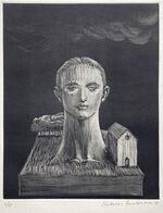 舟越桂「緑のスフィンクス」銅版画 2008年