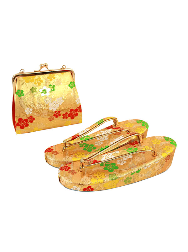 ピンク地に花車と花扇の着物（金帯にアイボリー）／七五三・七歳女の子