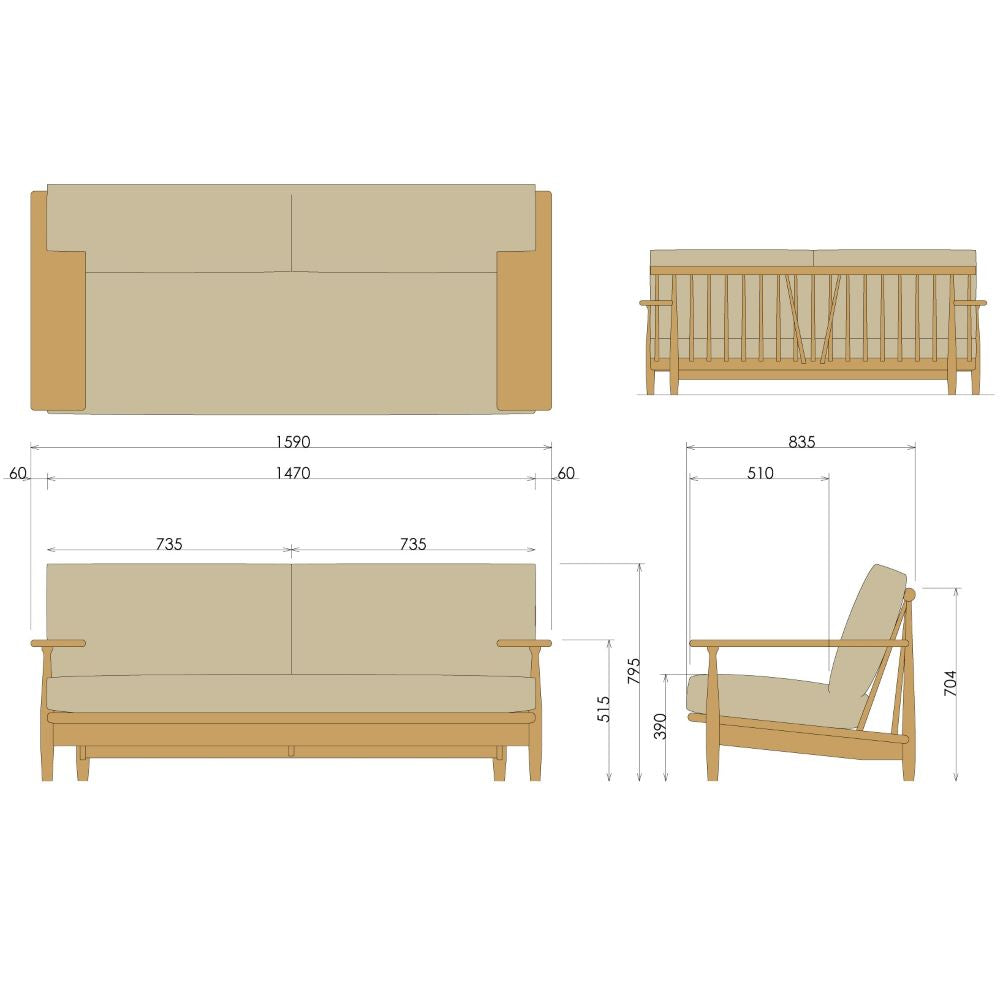 CIVIL 2人掛けソファ CLS72A(オーク) – 柏木工株式会社オンラインストア