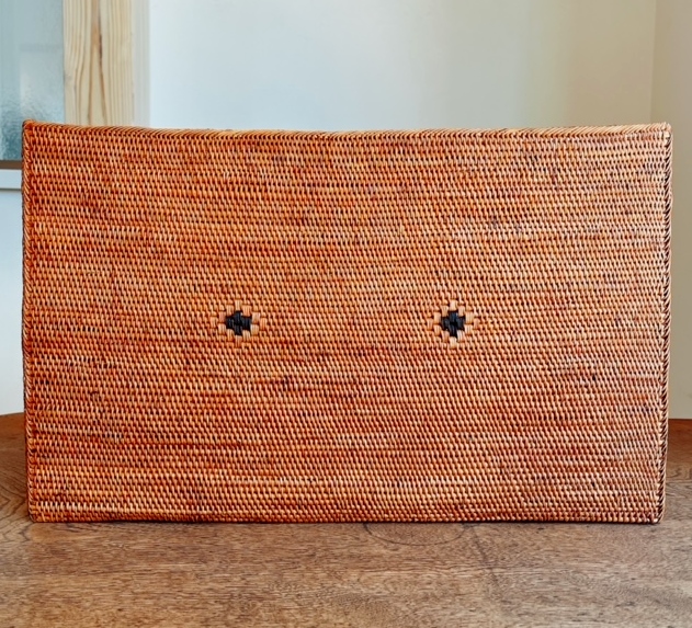 B4長方形ボックス○フタ付○柄入○アタ○バリ島○1002○特大サイズ B4